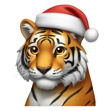 tiger with santa hat sticker