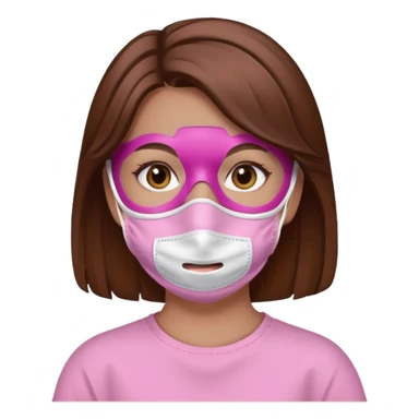 girl with a pink facemask sticker