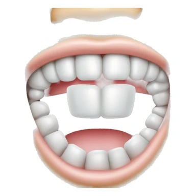 human mouth with white chewing gum sticker