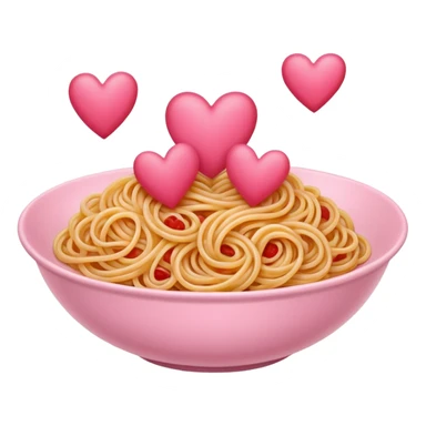 Spaghetti shaped like hearts with no plate, make the spaghetti pink sticker