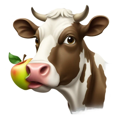Cow eating an apple  sticker