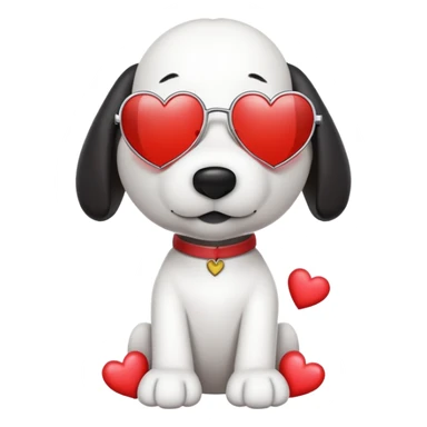 snoopy with hearts and sunglasses  sticker