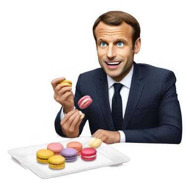 Manuel Macron en train de manger des macarons sticker