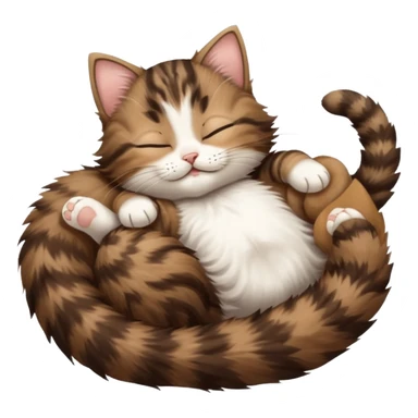 dark brown tabby and white kitten sleeping upside down on its back sticker