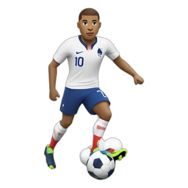 Kylian Mbappé jouant au foot avec l'équipe de France sticker