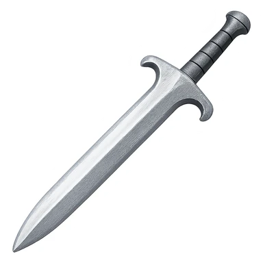 Recolor this iron sword to steel: make it slightly lighter, crisp, and shiny, keep the same shape, realistic metallic steel, emoji style, transparent background. sticker