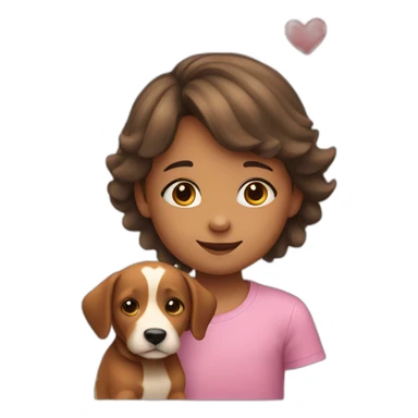 a young child with a dog and heart sticker