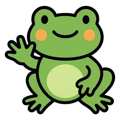 smiling frog waving sticker
