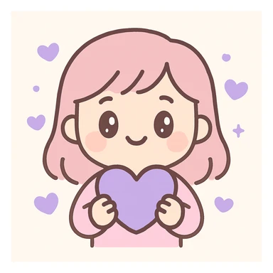 girl with purple hearts sticker