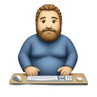 Obese man with beard and long hair at a desktop pc sticker