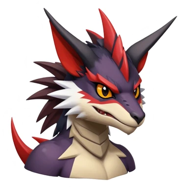 Black Cool Edgy Anthro Noivern-Nargacuga Fakémon  with White and Red Edgy markings sticker