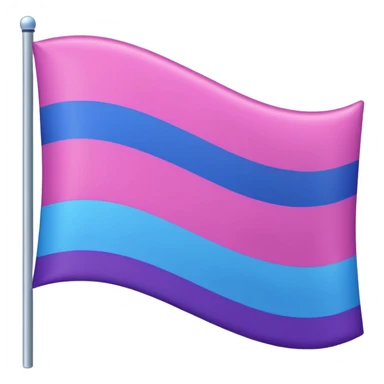 I want a flag, I want the first stripe at the very top of the flag to be pink 🩷. The middle stripe will be the color purple 💜. And finally the bottom stripe will be the color blue 💙. Only those three colors in that exact order. Make the colors more vibrant sticker