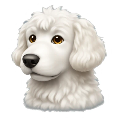 White fluffy dog with light brown spots and black eyes  sticker