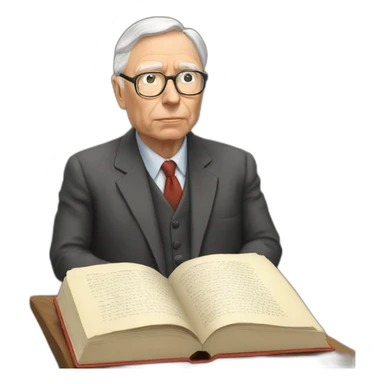 old charlie munger reading a book while thinking sticker