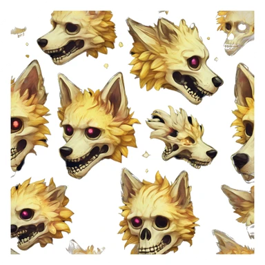 iridescent kintsugi fluffy zombie black brown gold dog fox head zombie skeleton gold mechanical nebula galaxy stars colorful flowers fairy lights vintage zombie sticker