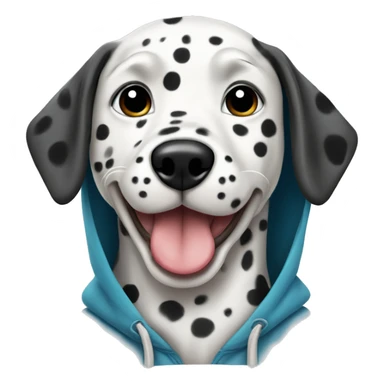 Dalmatian wearing a hoodie with a tongue out sticker