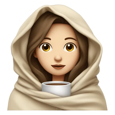 pale brunette girl inside a blanket sipping coffee eyes closed sticker