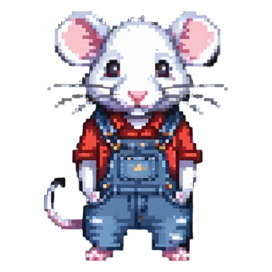rat wearing denim overalls sticker