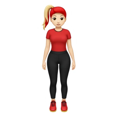 A smiley yellow emoji (like 😊) with a ponytail, red shirt, big breasts, black pants, ass and red shoes sticker