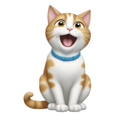 The cat catches snowflakes with its mouth sticker