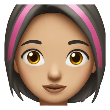 dark haired girl with pink stripes in hair and hazel eyes sticker
