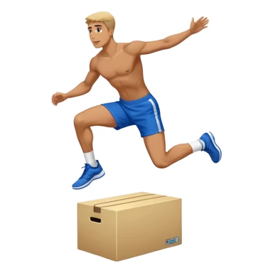 man in blue shorts box-jump exercise side-view sticker