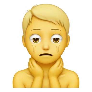 a non human yellow emoji with hands around neck wanting to die sticker