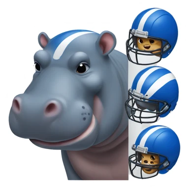 hippo wearing a blue football helmet sticker
