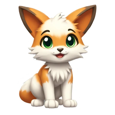 a anthro fur-sona chibi-style cat-fox-Fakémon-hybrid full body sticker