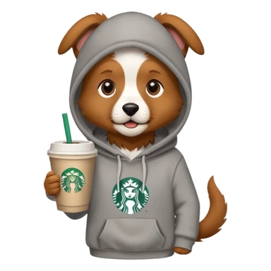 Dog with Starbucks wearing a hoodie  sticker