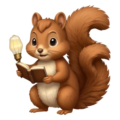 squirrel reading with retro light lamp sticker