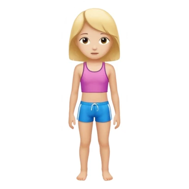 Child swimmer girl standing  only shorts no shirt sticker