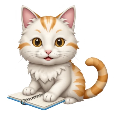 gato del egeo feliz en abriendo una libreta con anillado sticker
