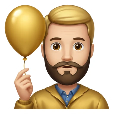 Bearded man hold gold balloon sticker