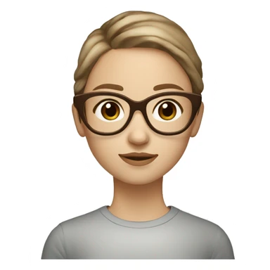 Create a girl with brown eyes and light brown hair and pale skin wearing brown tortoise shell glasses sticker