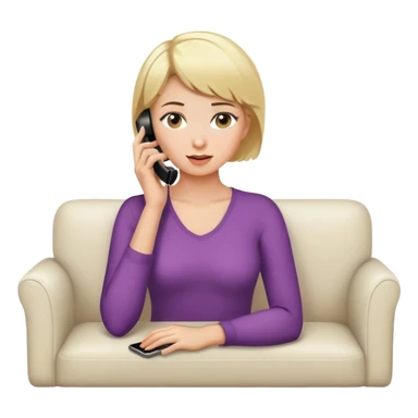 Lady with short blonde hair on phone on the sofa sticker