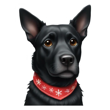 Black dog with Christmas bandana sticker