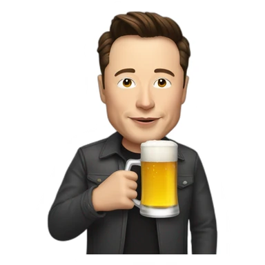 Elon Musk drinking a beer sticker