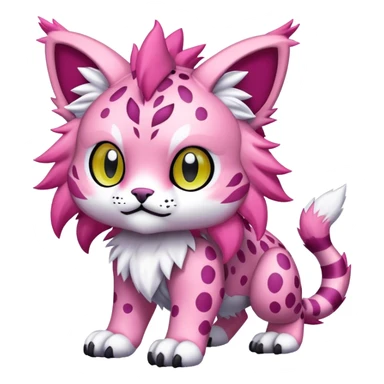 A pink lynx-fakemon-Digimon-creature-hybrid sticker