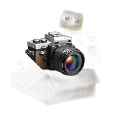 Video Camera, Instagram YouTube icons fly out from the Cardboard box sticker