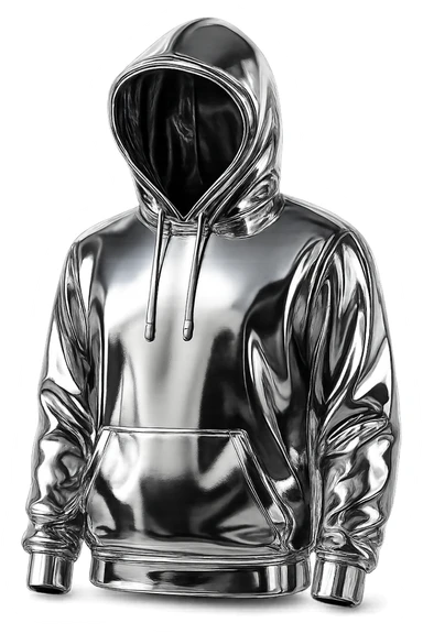 A white man with a goatee and natural skin, wearing a shiny chrome hoodie, shaking hands with a Chinese man with natural skin, handing over a briefcase of green money. AMG car in the background. Lifelike illustration. sticker