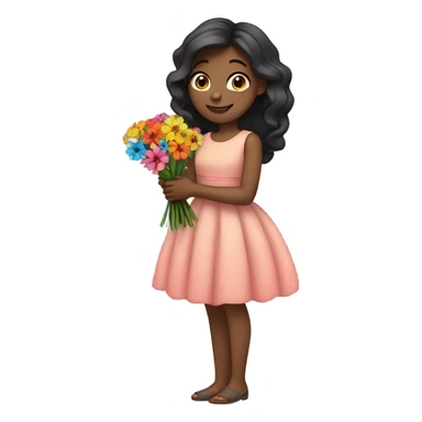 girl in a dress holding flowers sticker