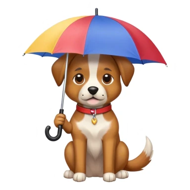 Dog holding umbrella sticker