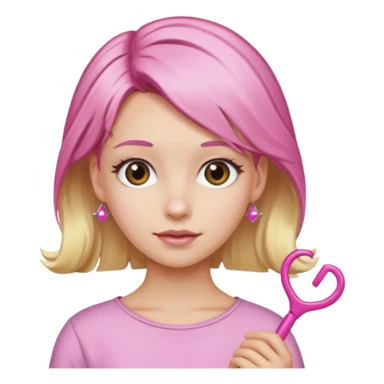 Blonde girl with pink hairpin sticker