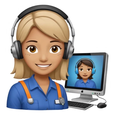 female computer technician fixing damaged computer sticker