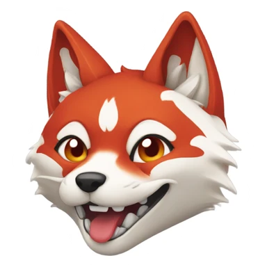 Kitsune head, red and white, happy face sticker