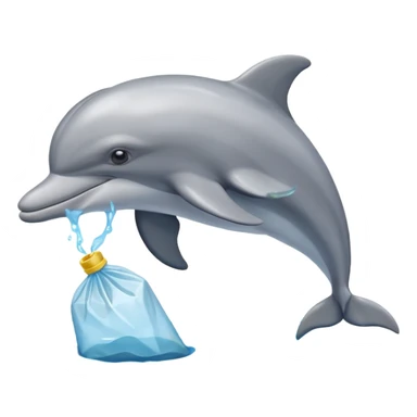 dolphin eat plastic waste bag sticker