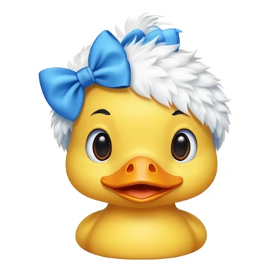 A duck with a blue bow on its head sticker