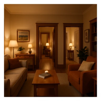 interior view of a room with three entrances, inviting atmosphere sticker