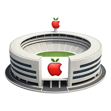 white stadium building, apple emoji style sticker